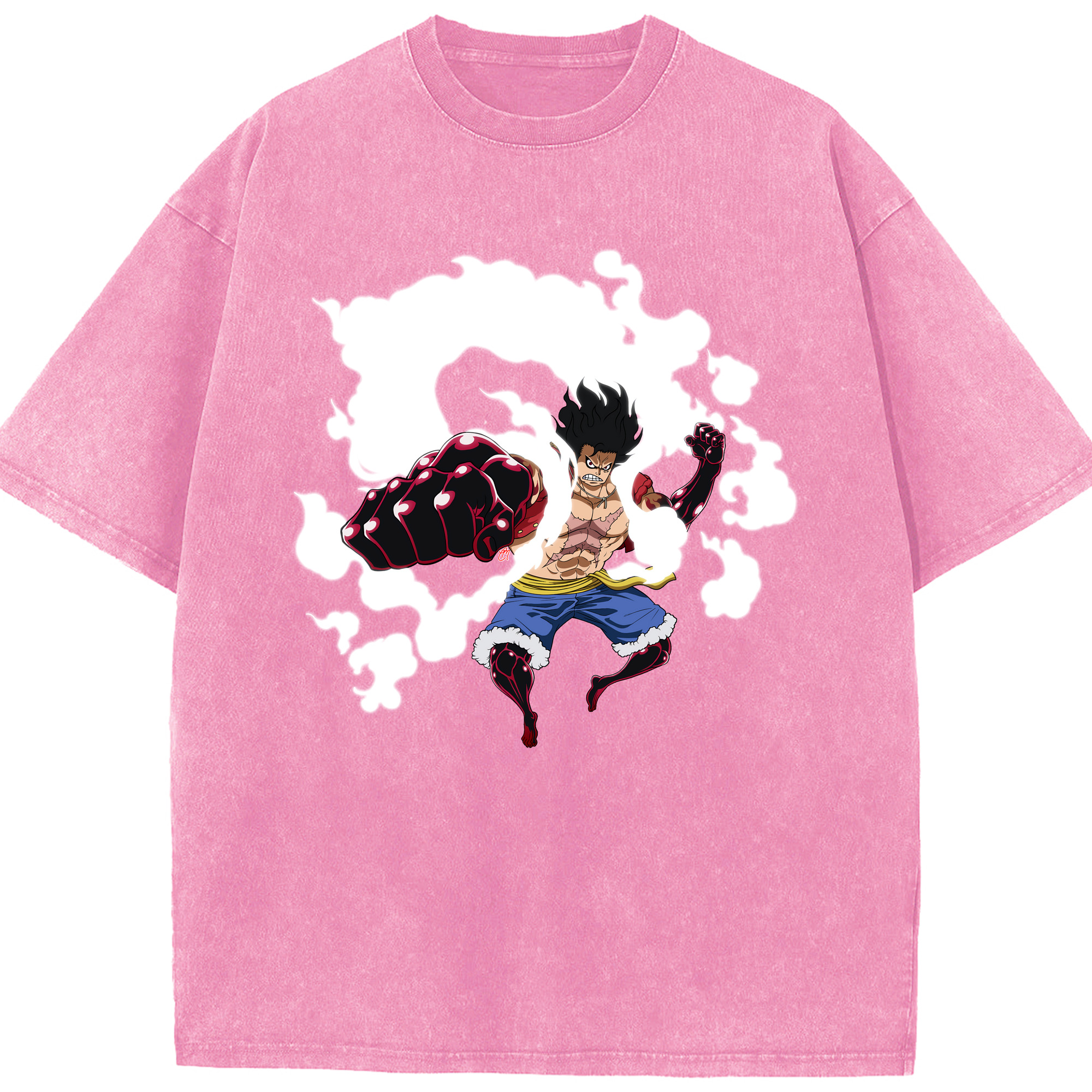 ワンピース モンキー・D・ルフィ ONE PIECE Monkey D. Luffy 綿100% ヴィンテージ風 半袖Tシャツ（フロントプリント）